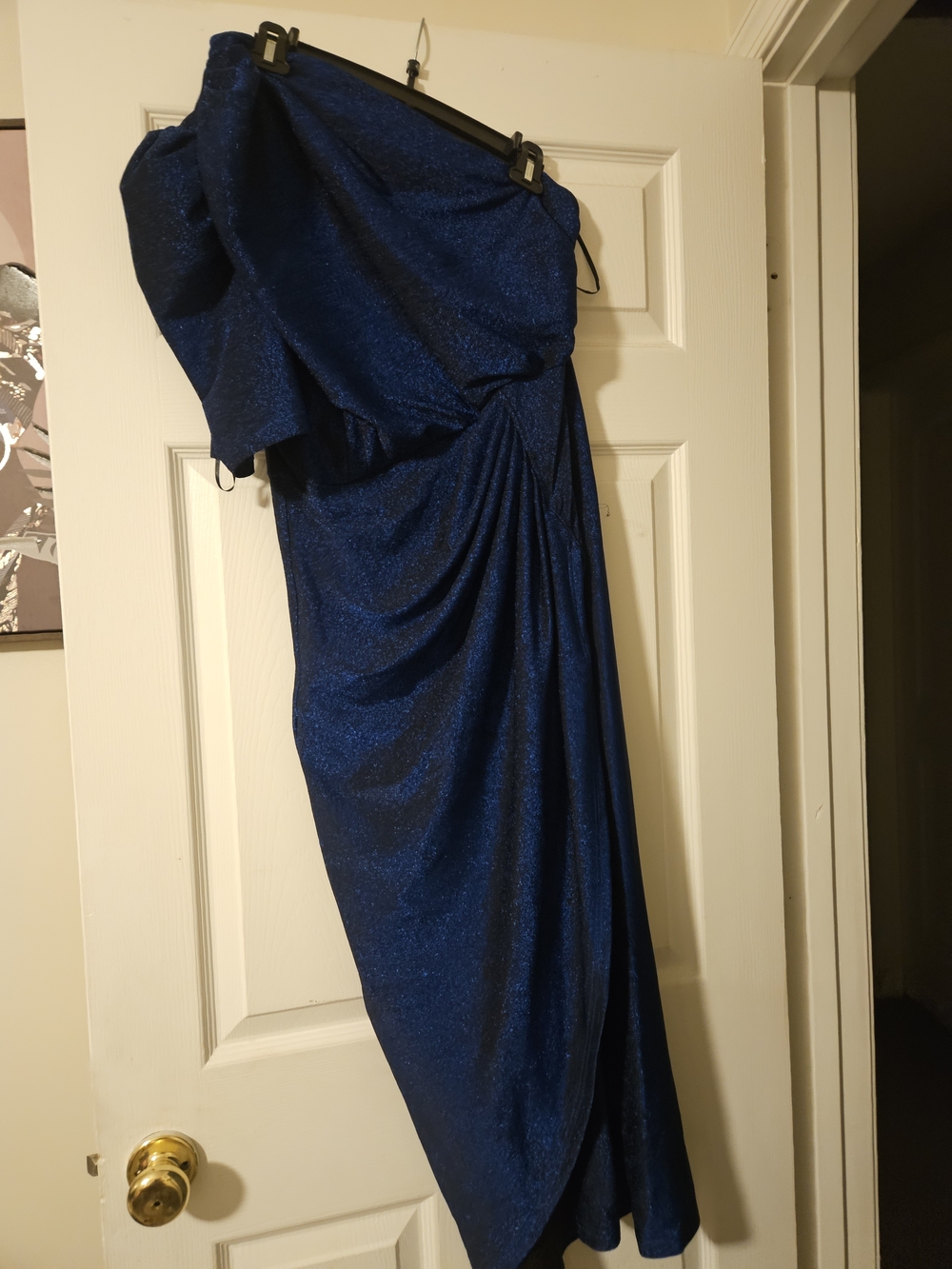 One-Shoulder Blue Evening Dress